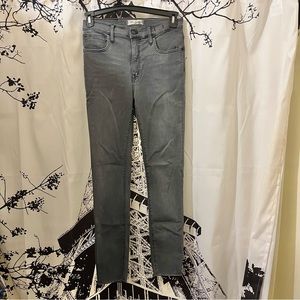 Madewell 10 Inch High Rise Skinny Jeans Raw Edge Hem Charcoal Black Stretch 27